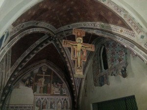 Beautiful places in Italy: San Damiano crucifix inside St. Claire church in Assisi