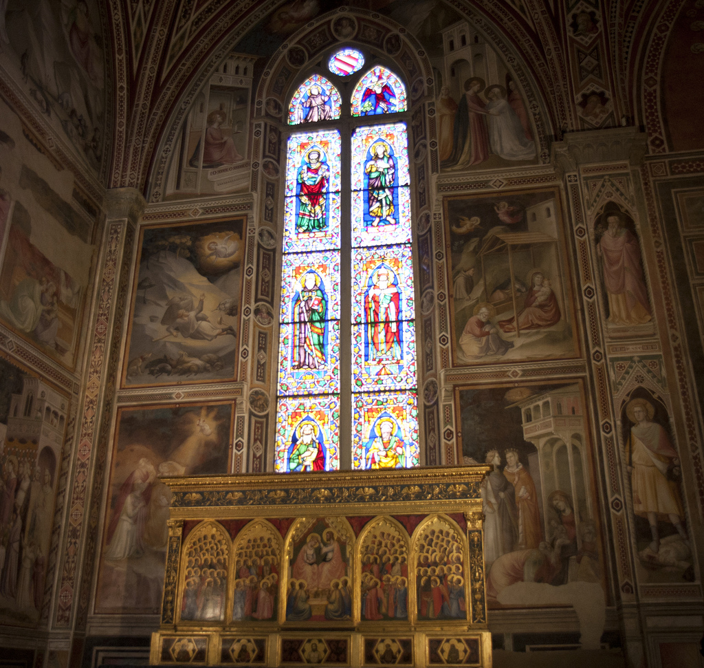 Stained glass window in the Basilica di Santa Croce