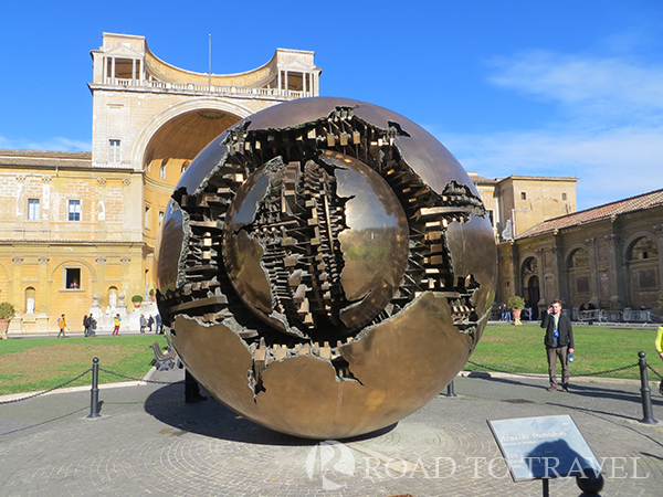 Vatican Grounds sculpture The Sphere within a Sphere sculpture was the creation of the Italian sculptor Arnaldo Pomdoro. It is one of a series of bronze sculptures found in many cities that represent the complexity of the world.