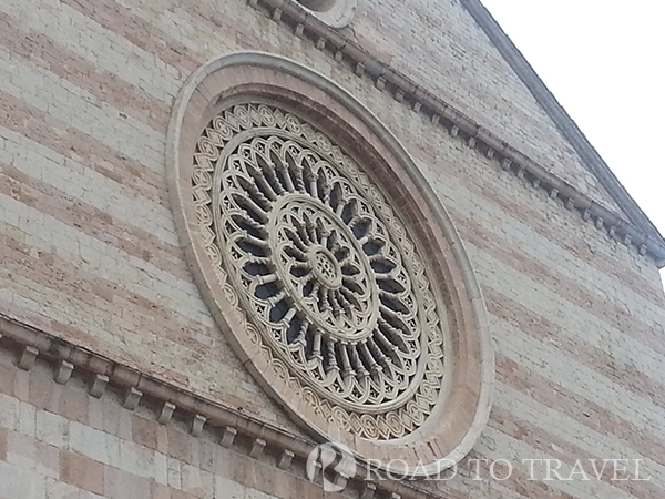 St Clare Church Facade A detail of St Clare Church Facade. It makes use of alternate strips of white and pink stone.