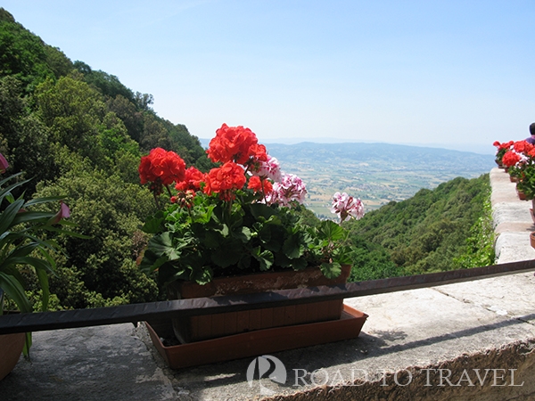 Eremo Carceri - Panoramic View A panoramic view of Assisi and Umbria landscape from Eremo delle Carceri on Mt Subasio