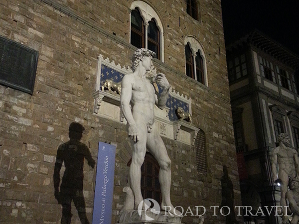 Michelangelo - David Copy of Michelangelo' David in Piazza della Signoria. The original sculpture was moved indoors to the Accademia Gallery.