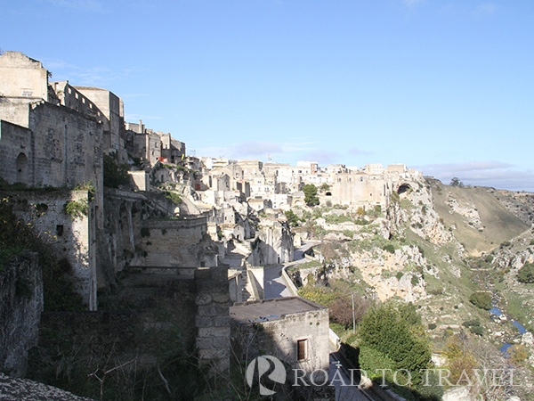 Matera - Sassi Southern ridge of the Sassi with the river cutting through the valley below.