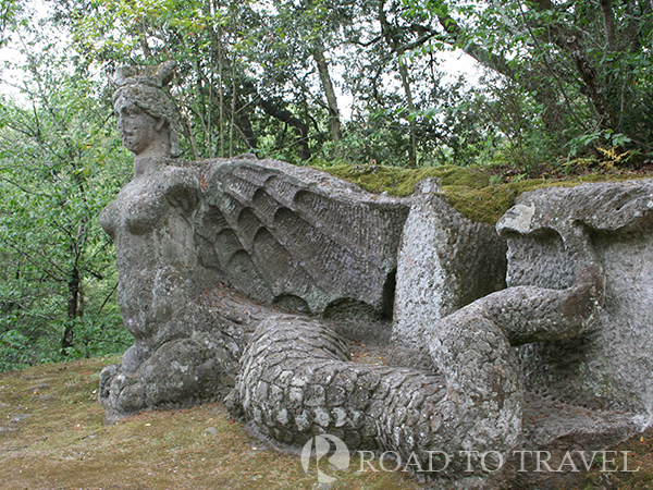 Harpy - Parco dei Mostri The Harpy is one of the main sculpure inside the Bomarzo Giardini.