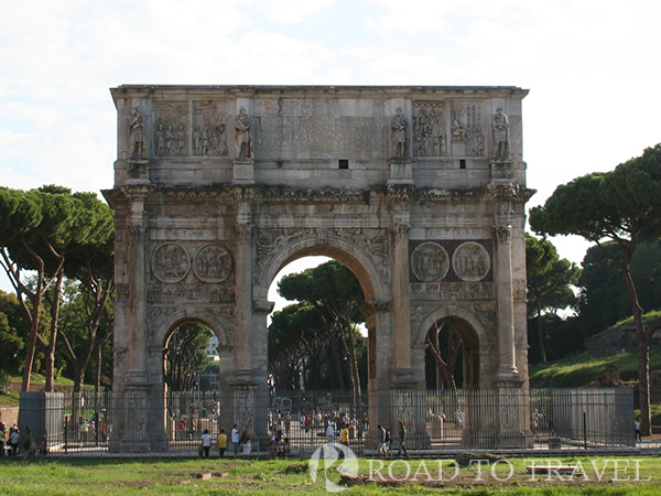 Arch of Constantine - Rome View of Arch of Constantine from the Colosseum. On the right is the entrance to the Palatine Hill